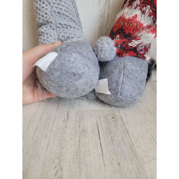 Gnome set plush gray weighted Xmas figure decor pattern unique - Picture 9 of 9